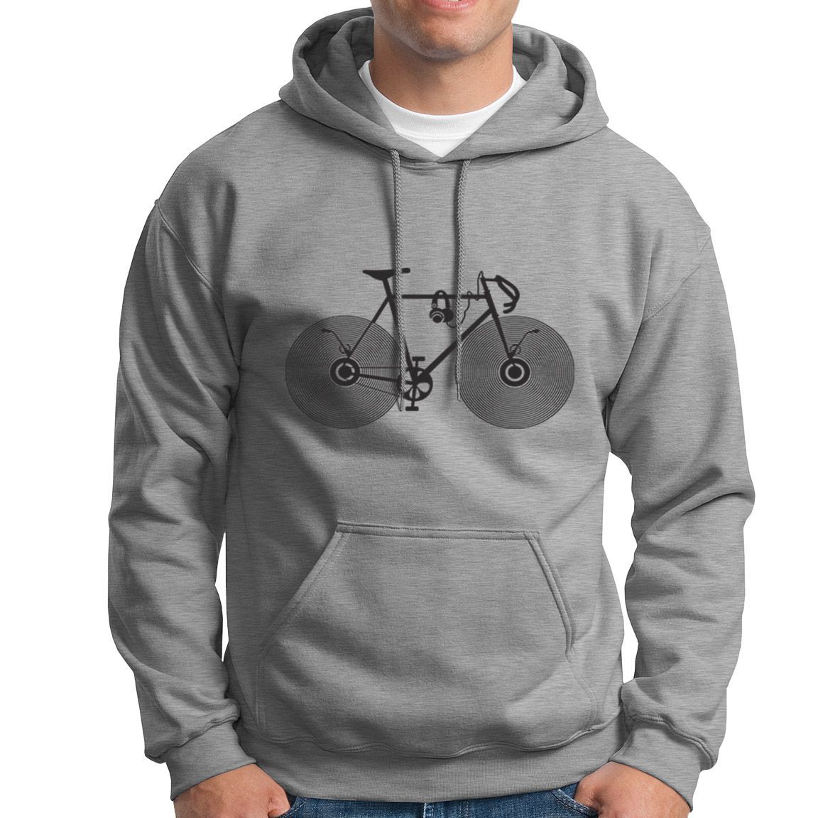 Sudadera capucha bicicleta vinilo color gris jaspeado