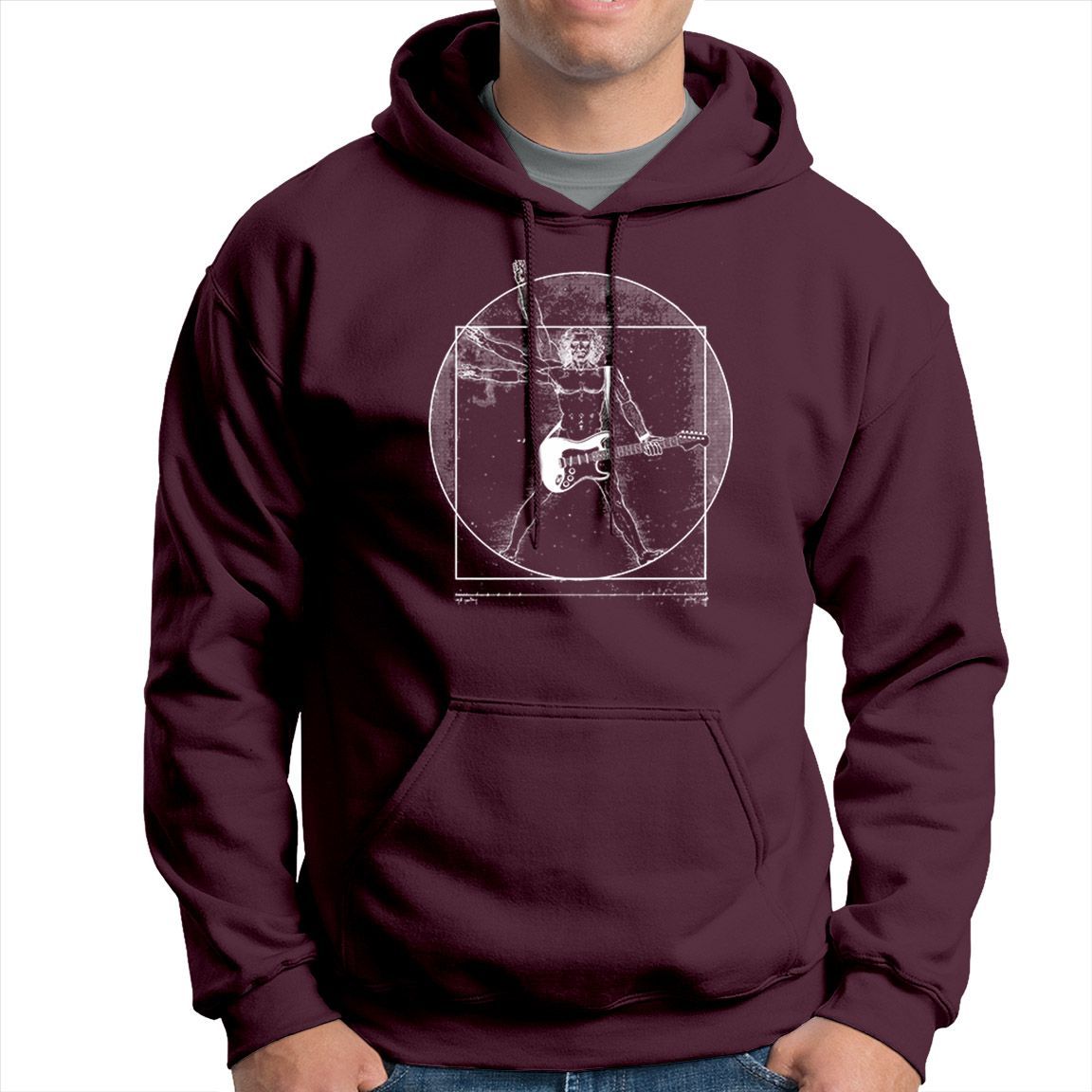 Sudadera hombre Vitruvio guitarra color burdeos
