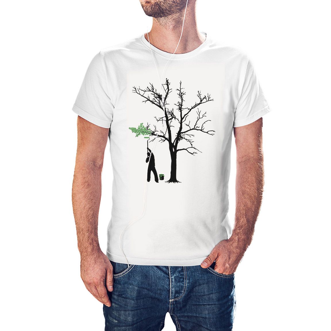 Camiseta Hombre Pintando Árbol Seco