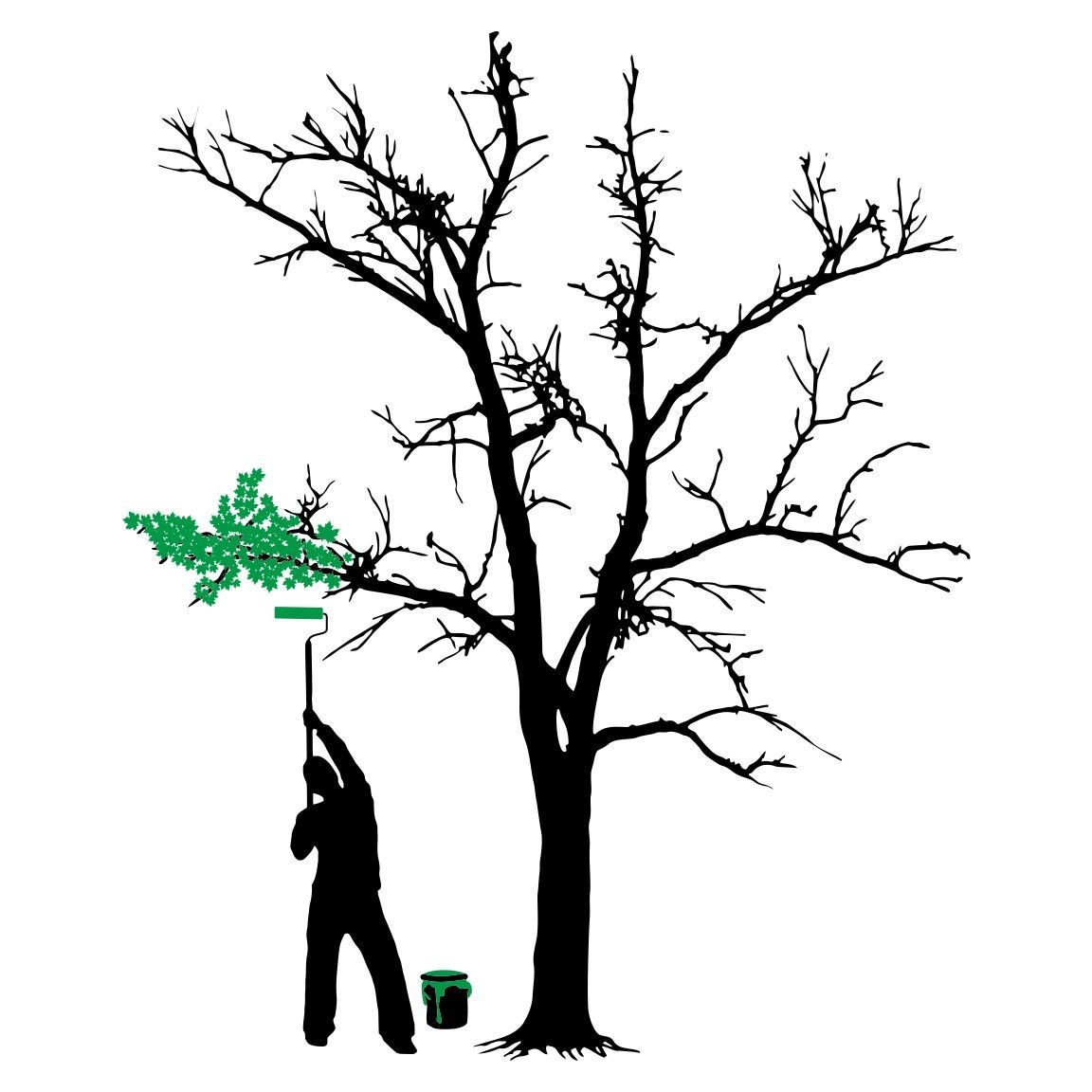 Diseño Camiseta Hombre Pintando Árbol Seco