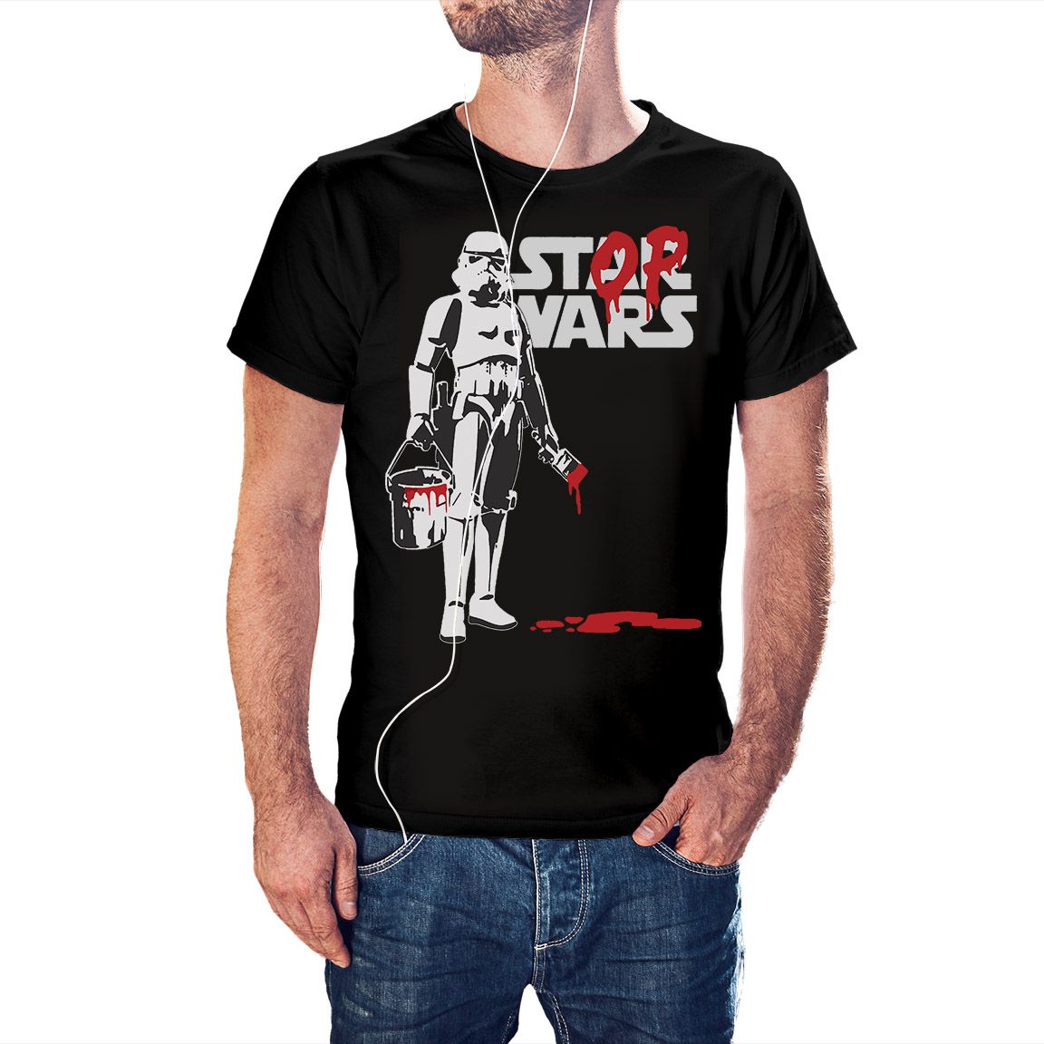 Camiseta graffiti Banksy Stop Wars! Stormtrooper Camiseta graffiti Banksy Stop Wars! Stormtrooper