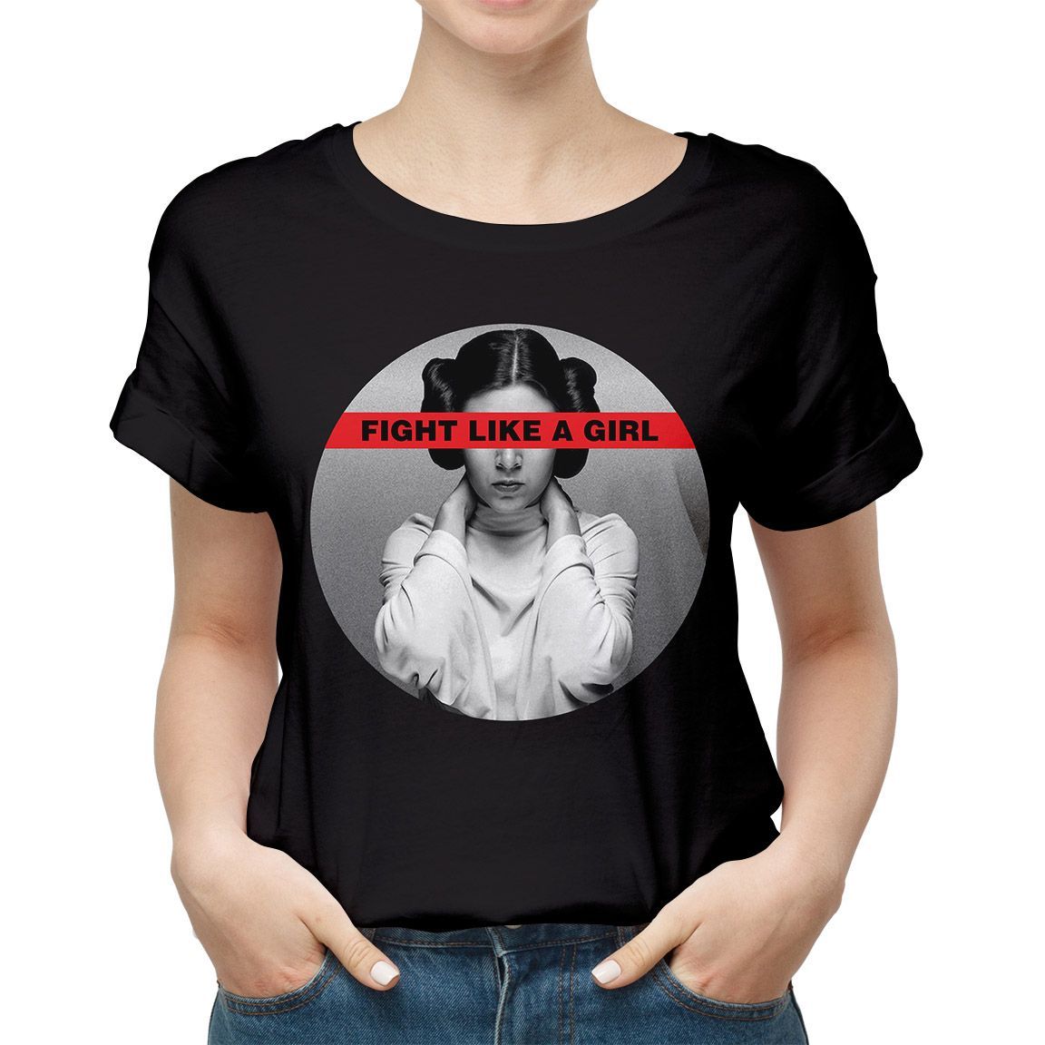 Camiseta unisex Fight Like a Girl color negro - modelo mujer