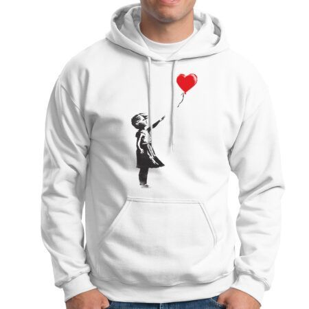 Sudadera capucha Banksy Niña del Globo blanco