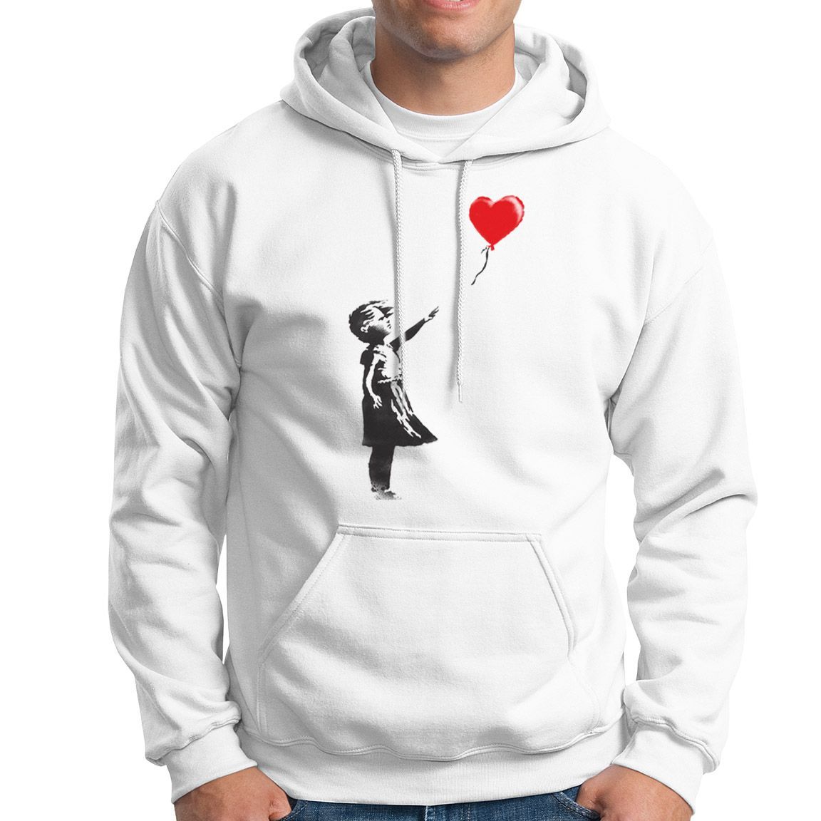 Sudadera capucha Banksy Niña del Globo blanco