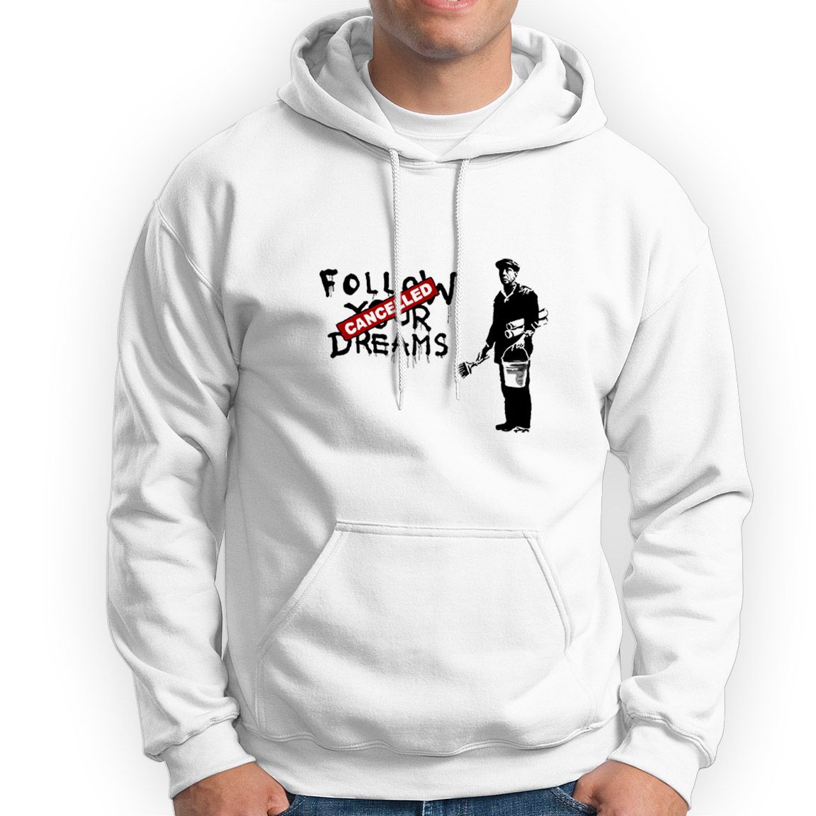 Sudadera capucha Follow Your Dreams Cancelled blanco