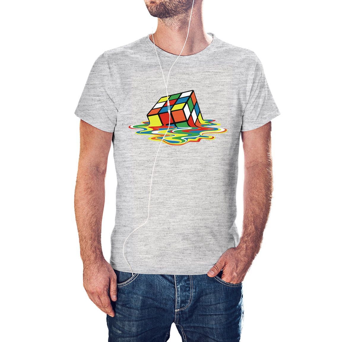 Camiseta unisex Cubo Rubik Derretido color gris jaspeado