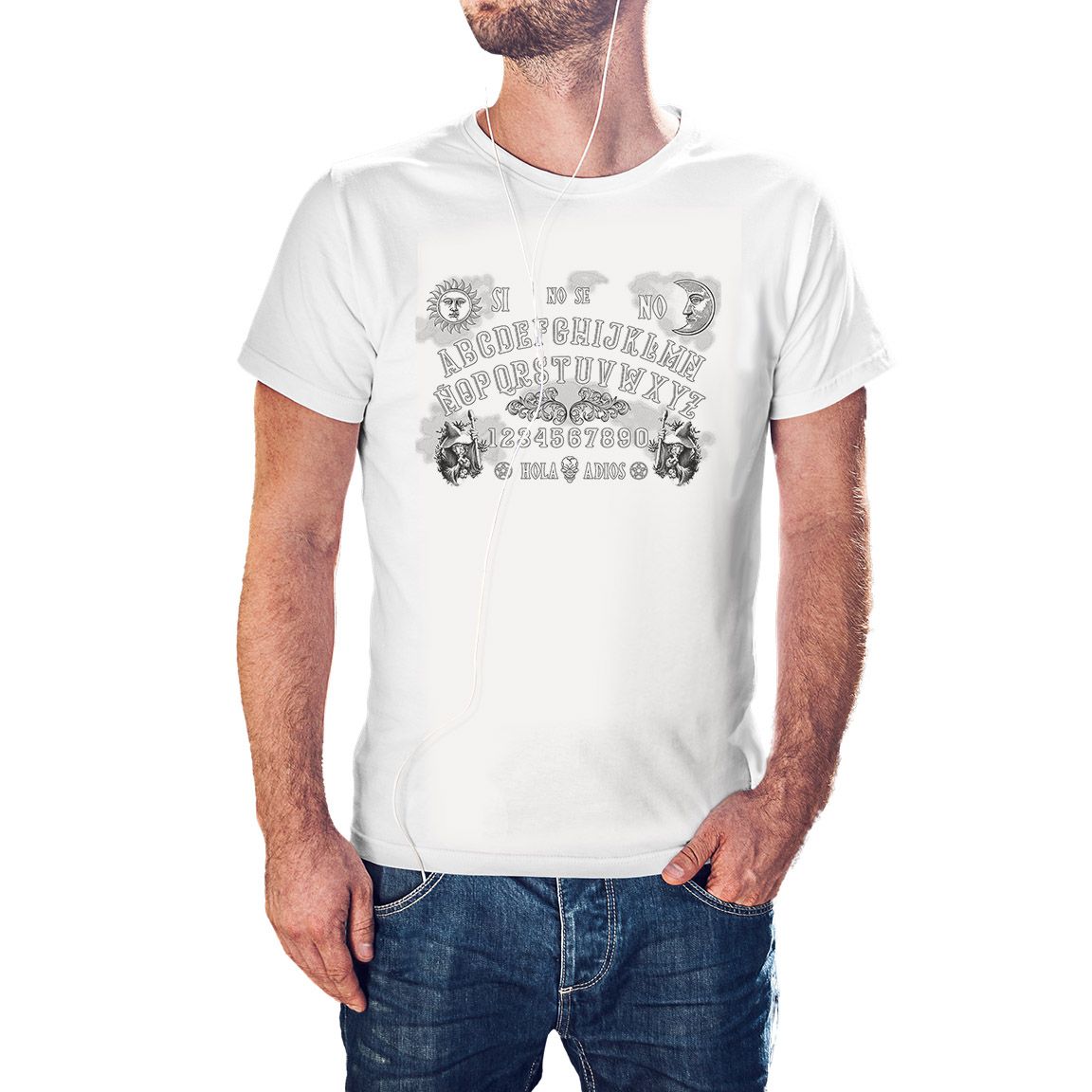 Camiseta blanca Tablero Ouija Gótica