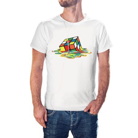 Camiseta unisex Cubo Rubik Derretido color blanco