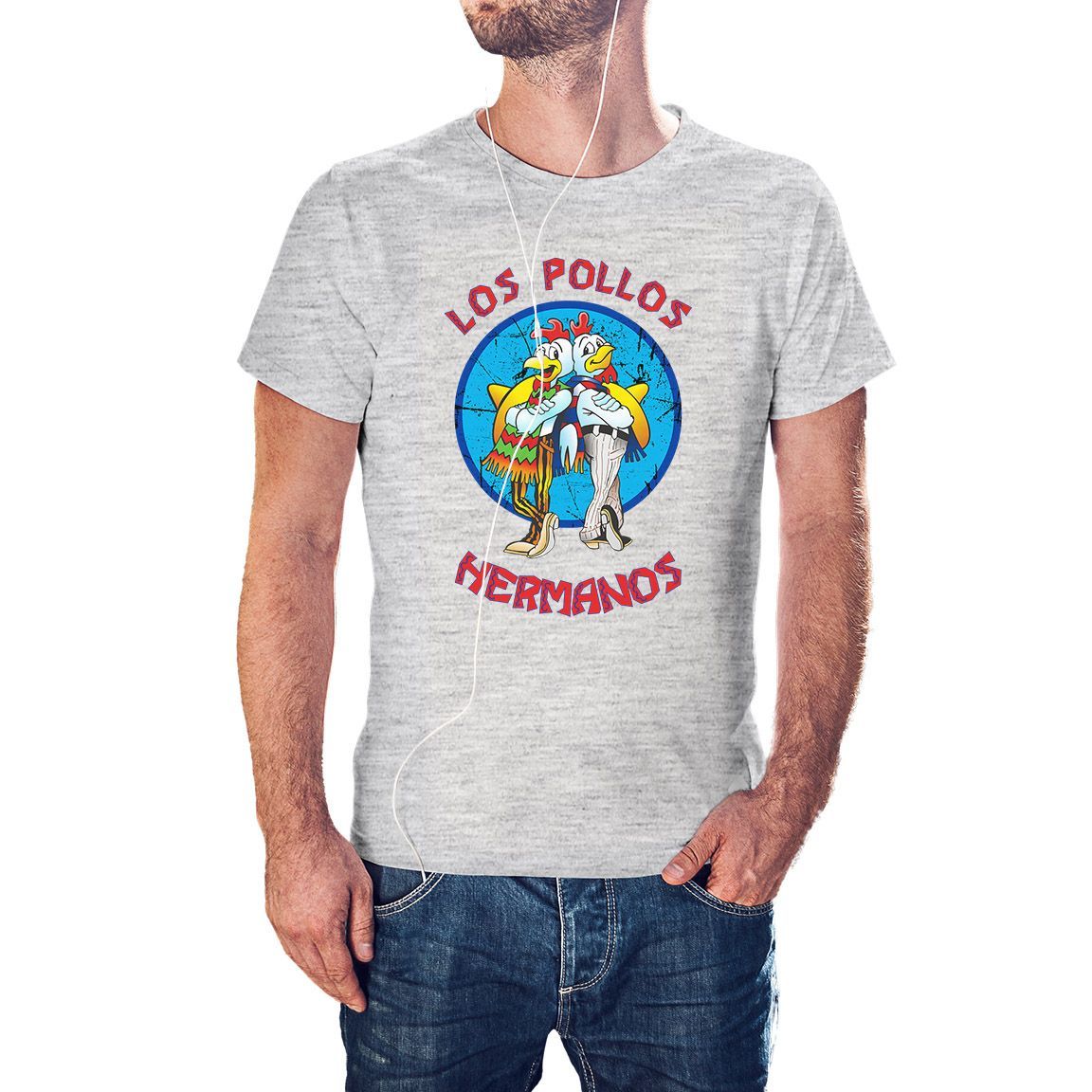 Camiseta Los Pollos Hermanos color gris jaspeado Camiseta Los Pollos Hermanos color gris jaspeado