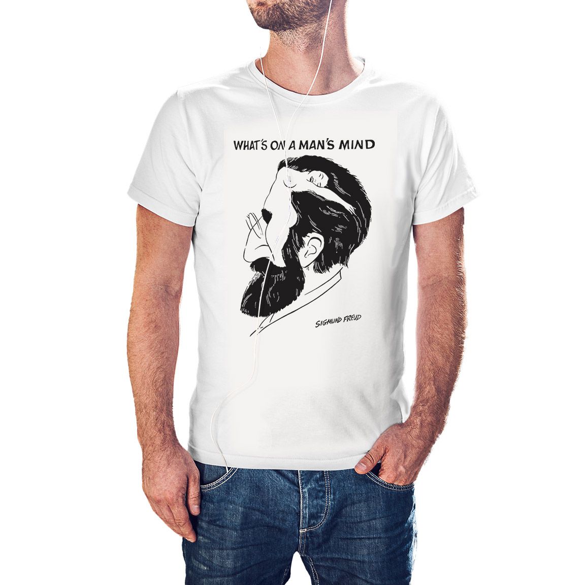 Camiseta blanca What's on a Man's Mind S. Freud
