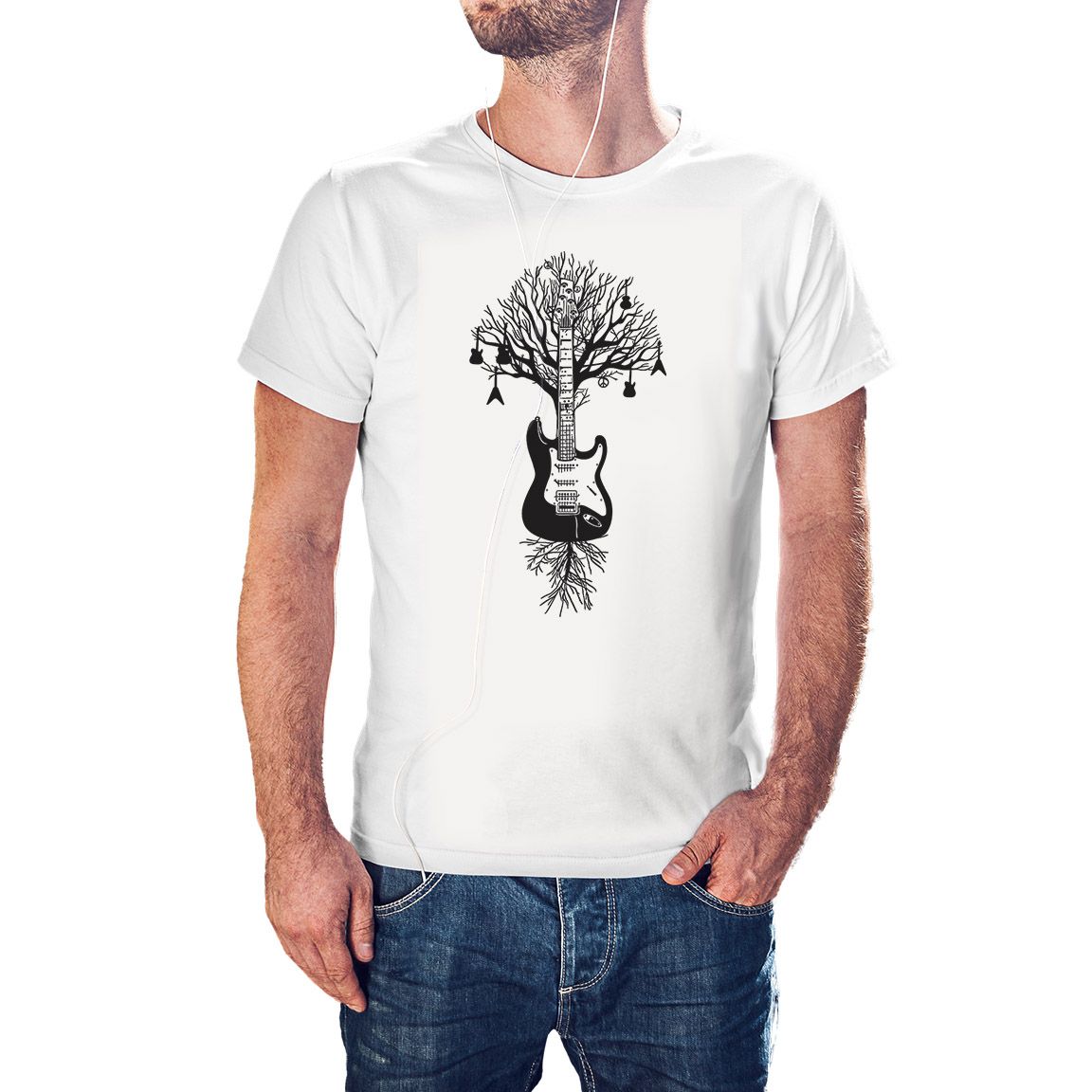 Camiseta blanca Árbol de Guitarras