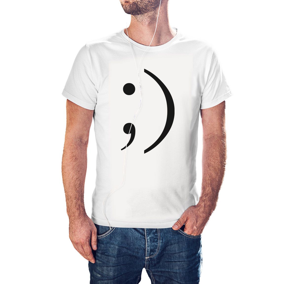 Camiseta blanca Winking Face emoji