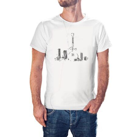 Camiseta blanca Guitarra Ciudad