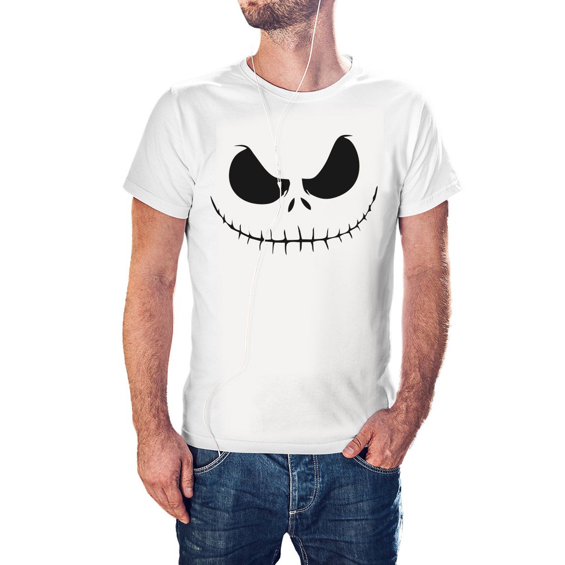 Camiseta blanca Pesadilla Antes De Navidad Sonrisa de Jack