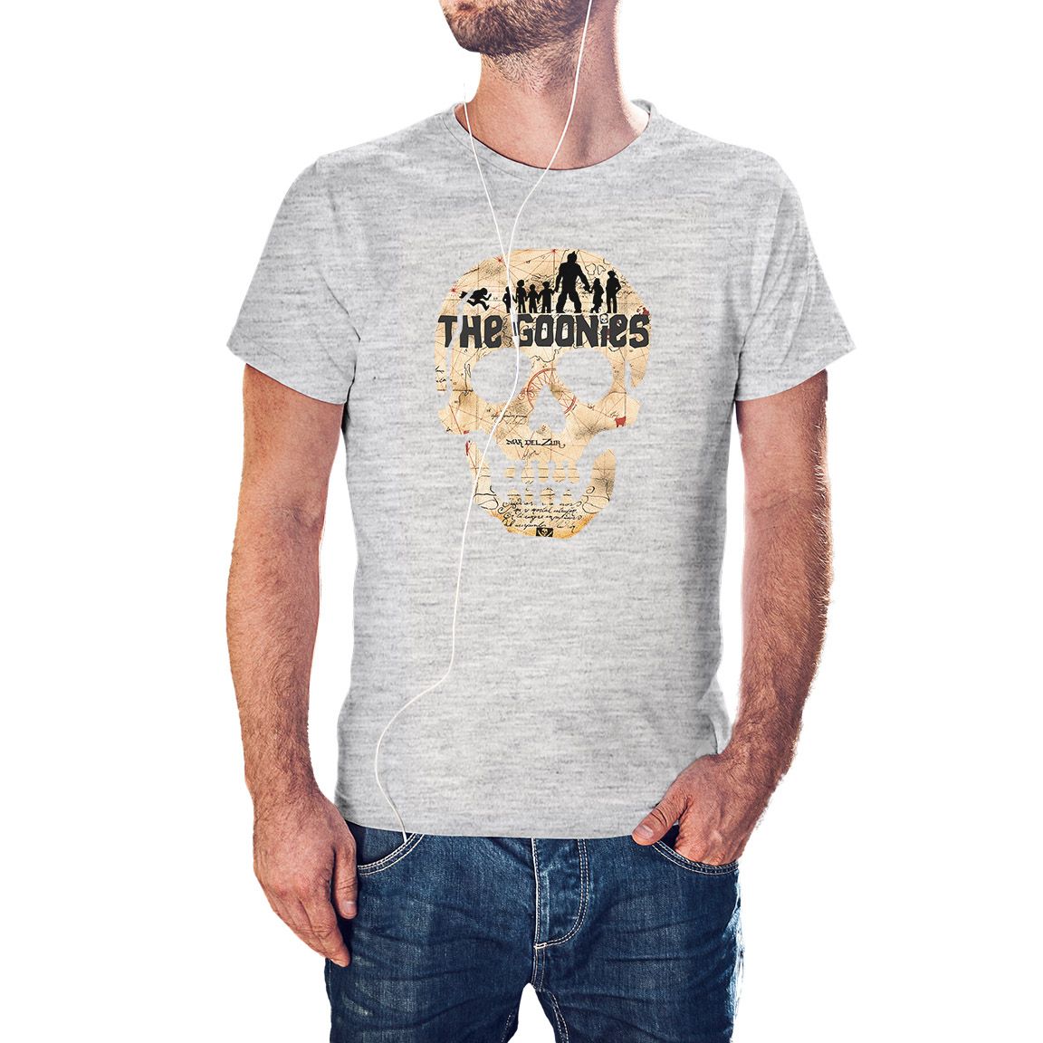 Camiseta gris jaspeado The Goonies Skull Map Camiseta gris jaspeado The Goonies Skull Map