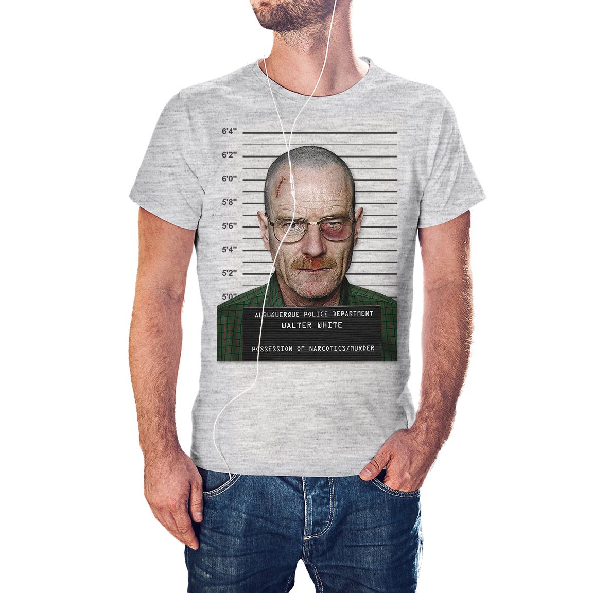 Camiseta Walter White Policial color gris jaspeado
