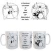 Taza cerámica blanca Hombre de Vitruvio Rock