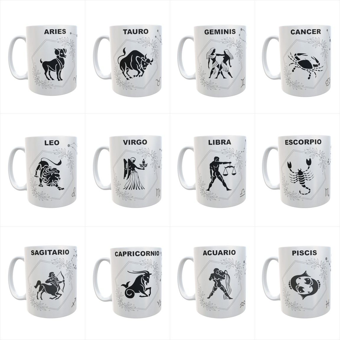 Tazas con los Signos del Zodiaco del Horóscopo
