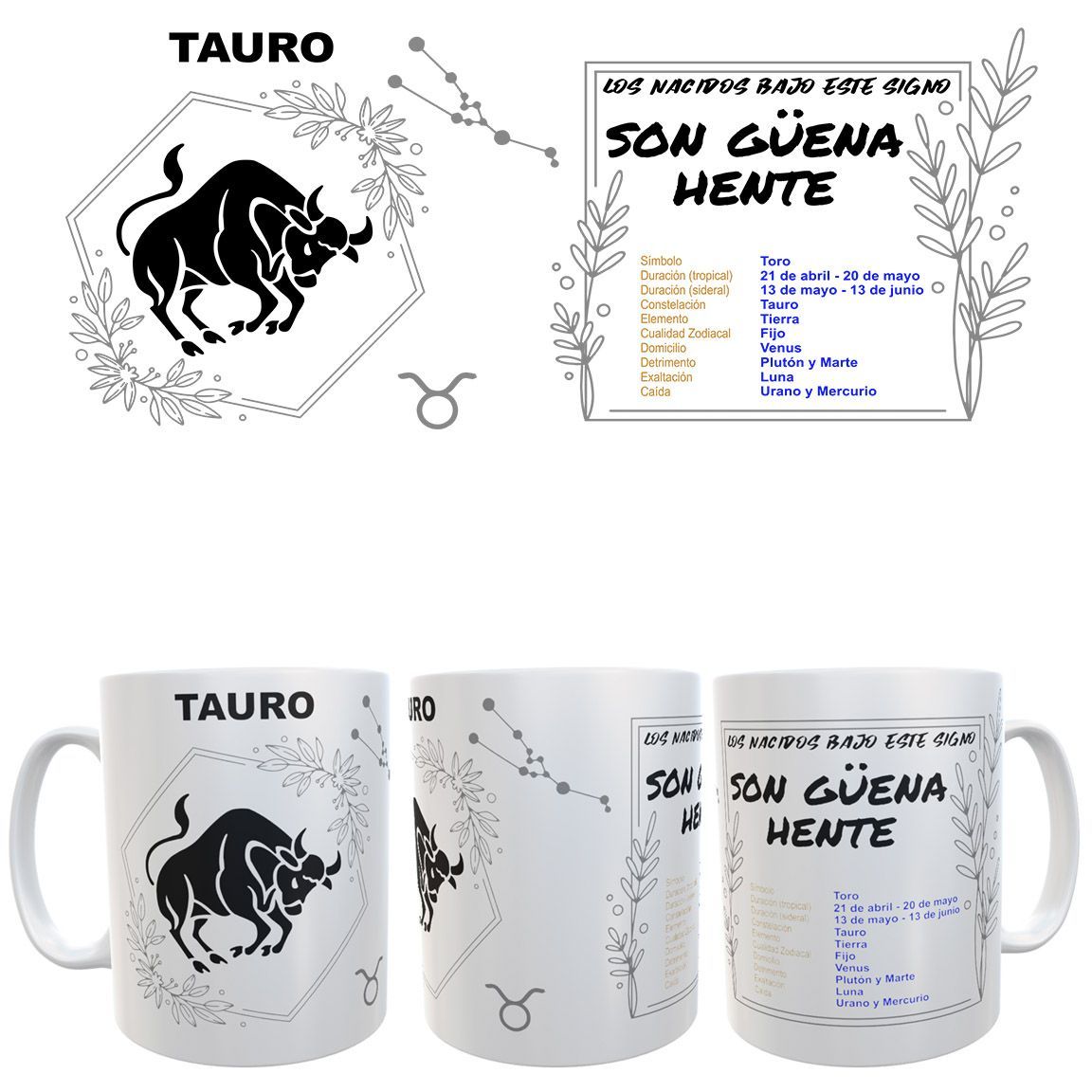 Taza Signo del Zodiaco -Horóscopo - TAURO