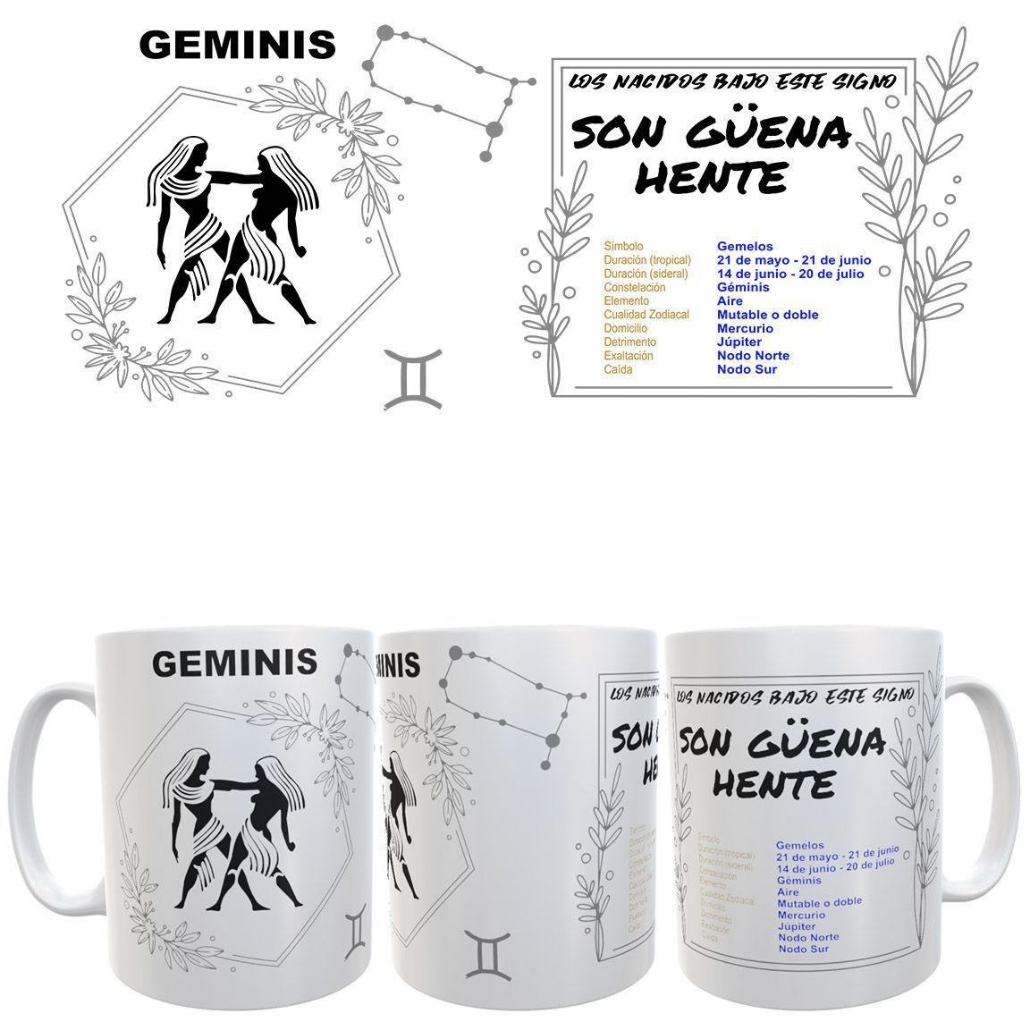 Taza Signo del Zodiaco -Horóscopo - GEMINIS