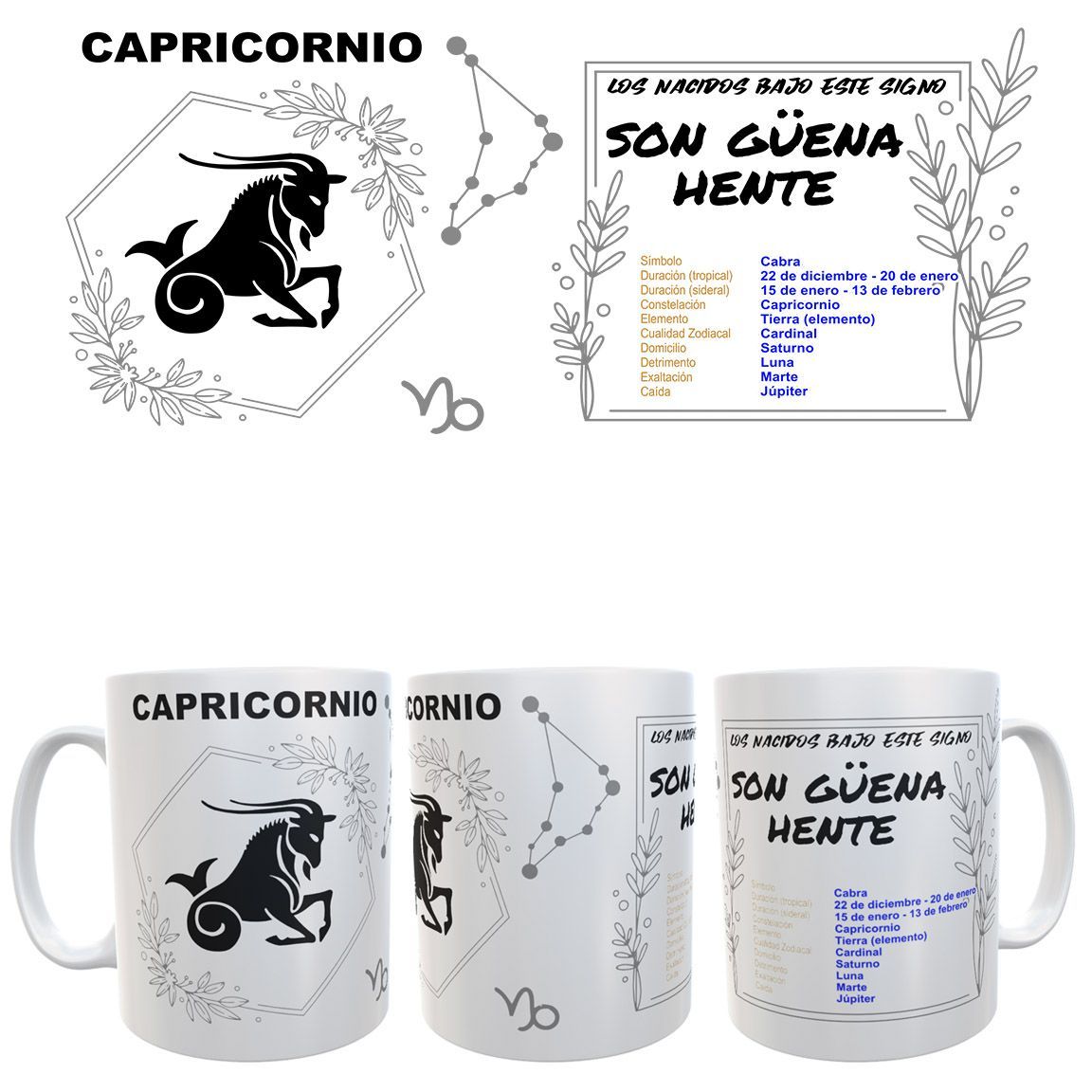 Taza Signo del Zodiaco -Horóscopo - CAPRICORNIO