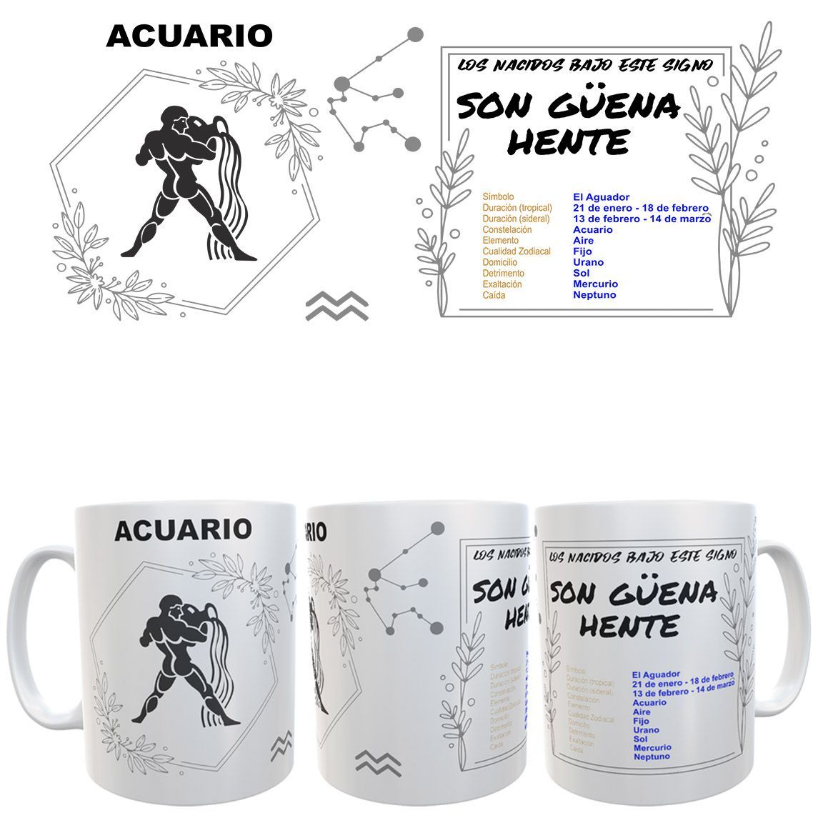 Taza Signo del Zodiaco -Horóscopo - ACUARIO
