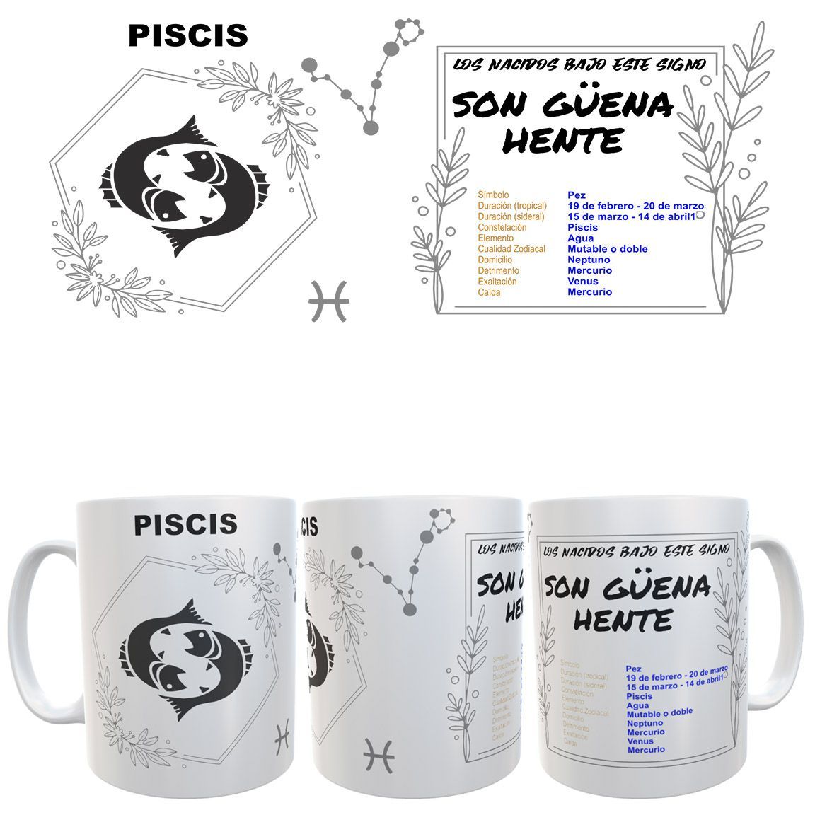Taza Signo del Zodiaco -Horóscopo - PISCIS