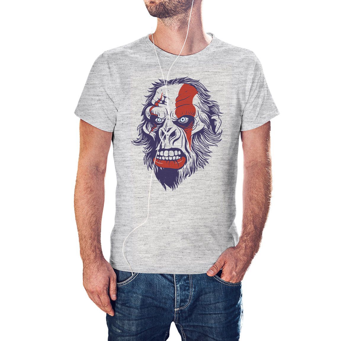 Camiseta Ape Warrior Face color gris jaspeado