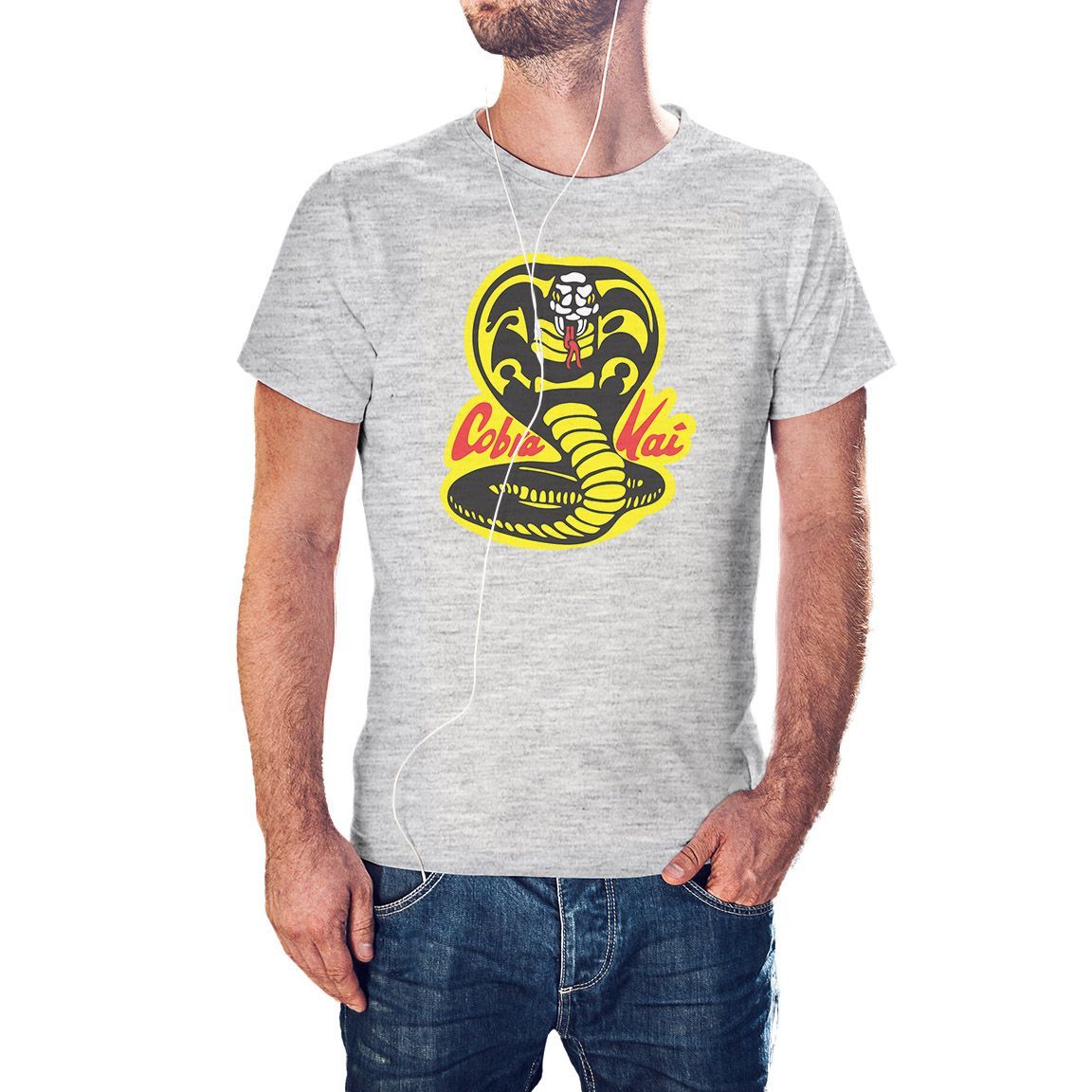 Camiseta Cobra Kai color gris jaspeado