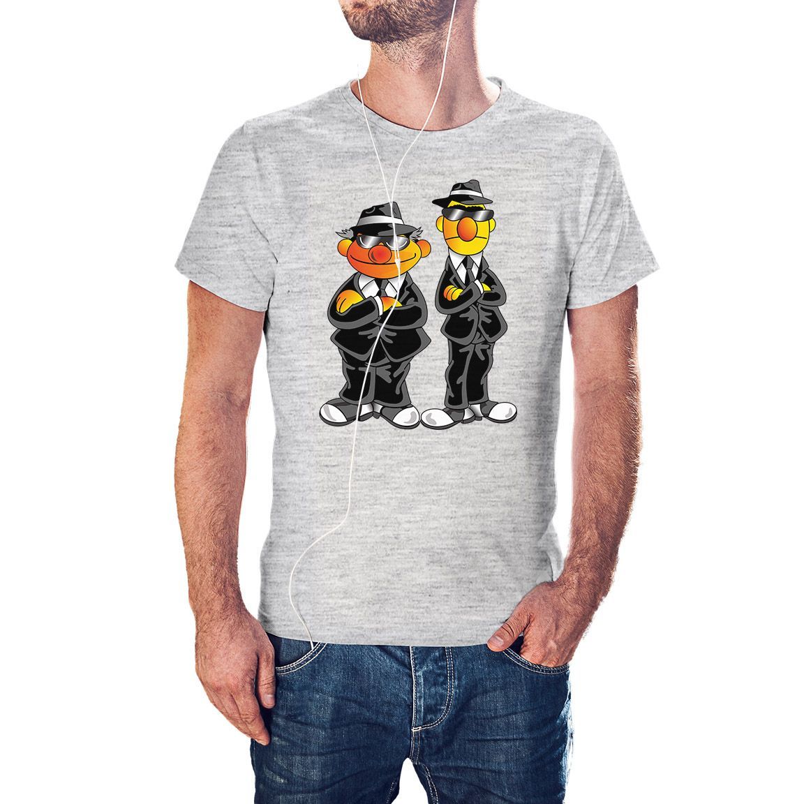 Camiseta unisex Epi y Blas Men In Black color gris jaspeado