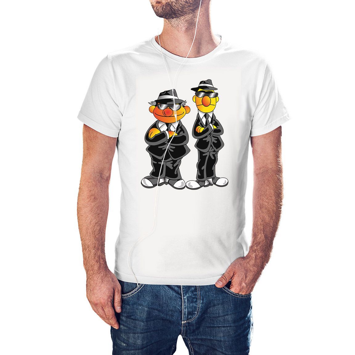 Camiseta unisex Epi y Blas Men In Black color blanco