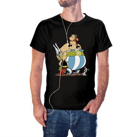 Camiseta Astérix Obélix e Idéfix color negro