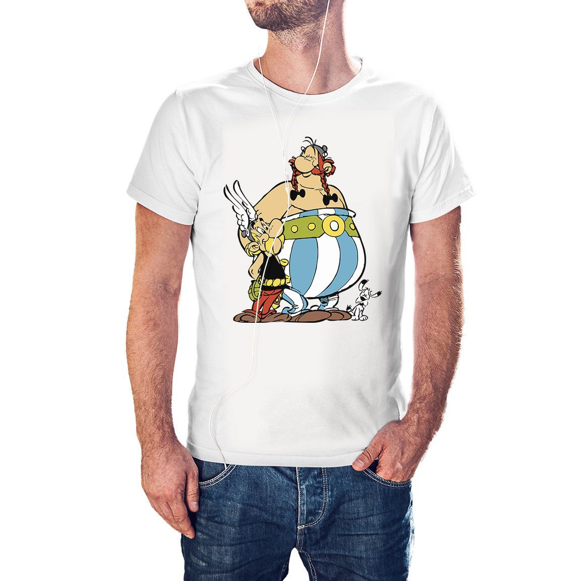 Camiseta Astérix Obélix e Idéfix color blanco