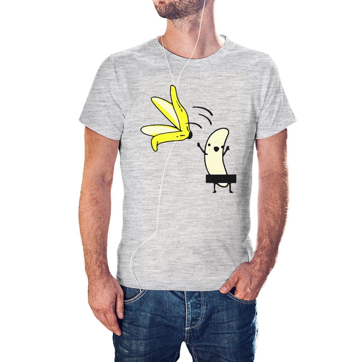 Camiseta Plátano desnudo color gris jaspeado Camiseta Plátano desnudo color gris jaspeado