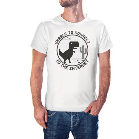 Camiseta Dinosaurio Unable to Connected color blanco