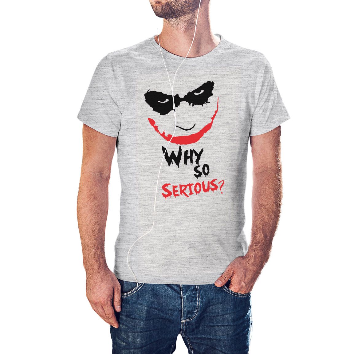 Camiseta Why So Serious color gris jaspeado