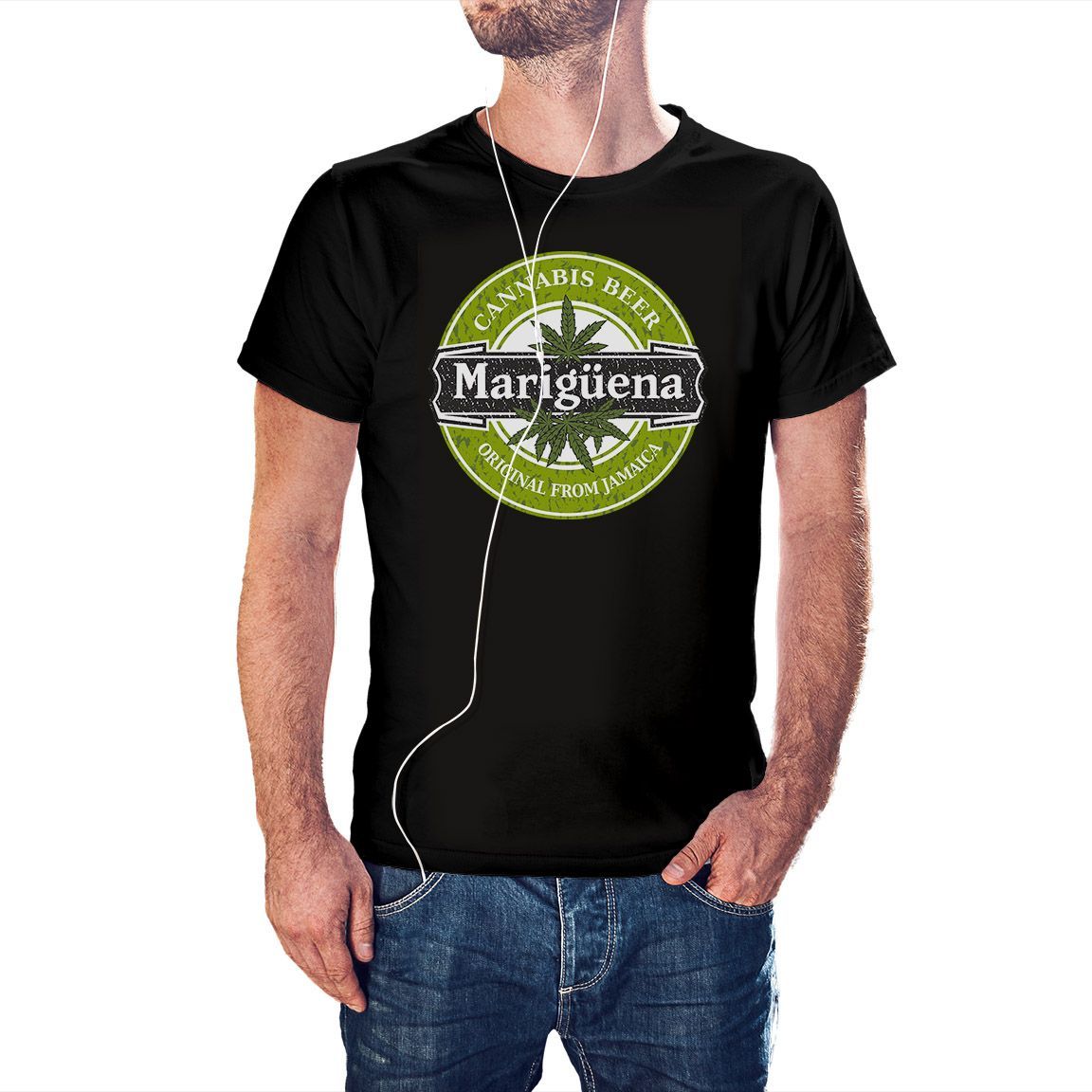 Camiseta Cannabis Beer Marigüena color negro
