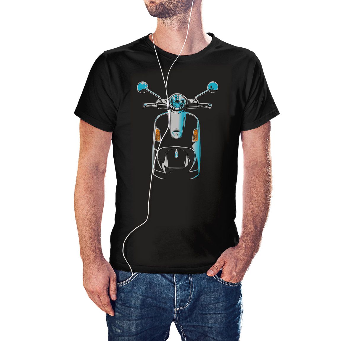 Camiseta unisex Camiseta unisex Scooter Clásico frontal color negroScooter Clásico frontal color negro