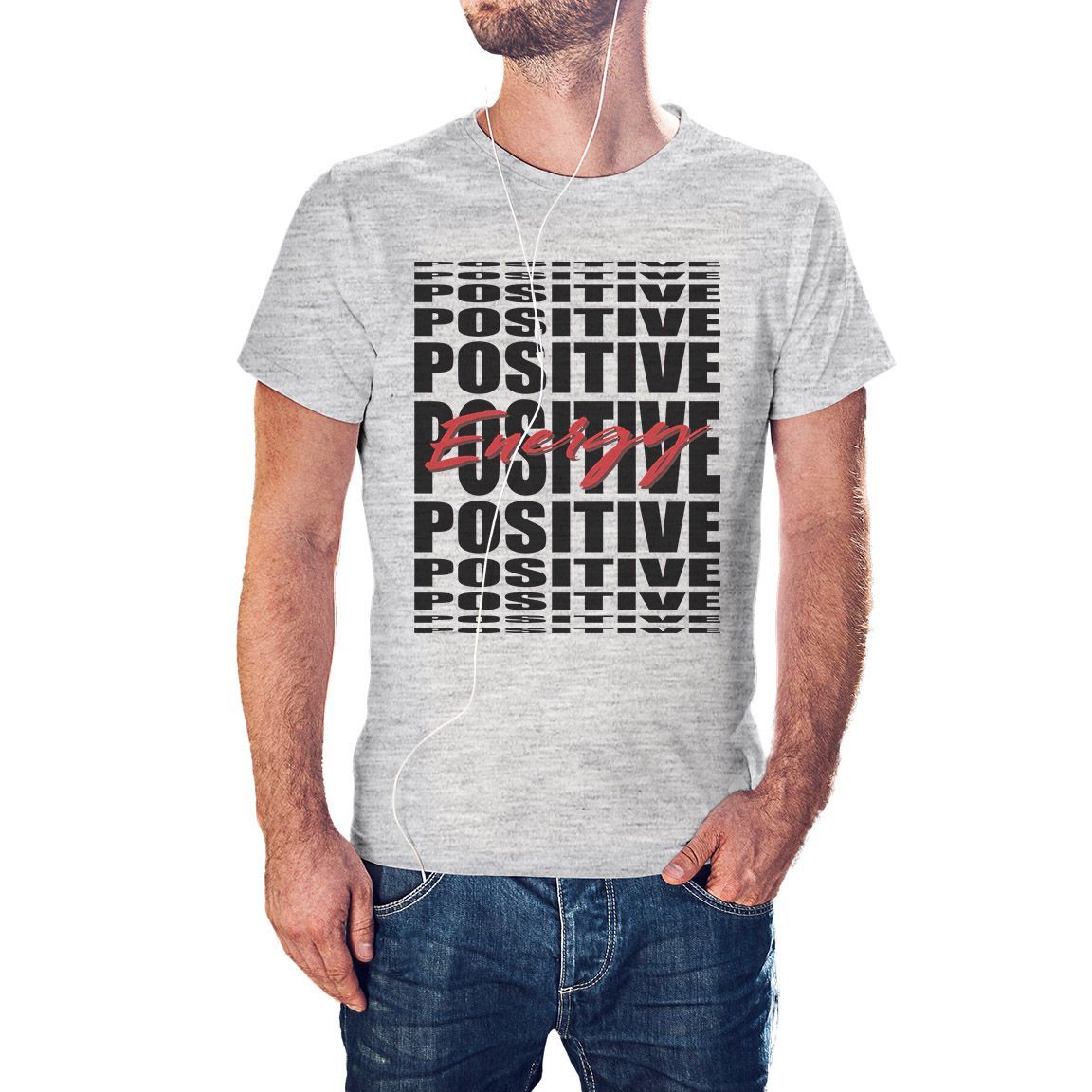 Camiseta Positive Energy color gris jaspeado Camiseta Positive Energy color gris jaspeado
