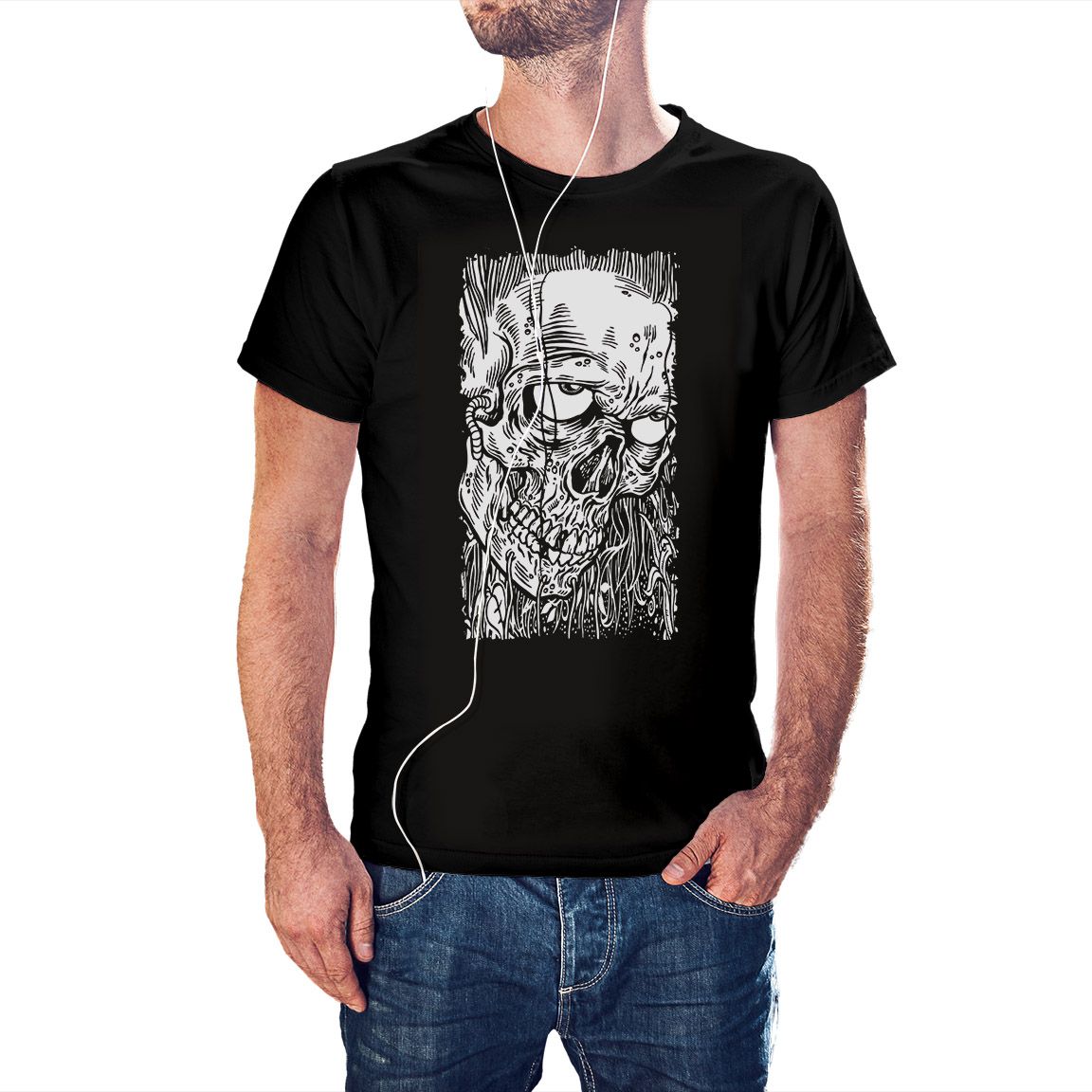 Camiseta Skull Face color negro