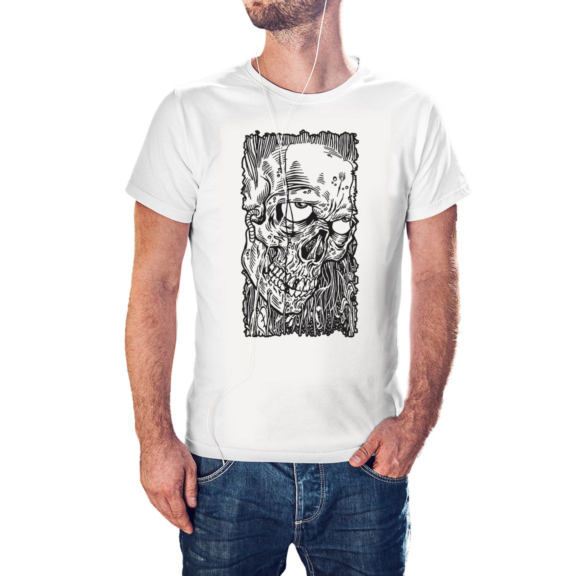Camiseta Skull Face color blanco