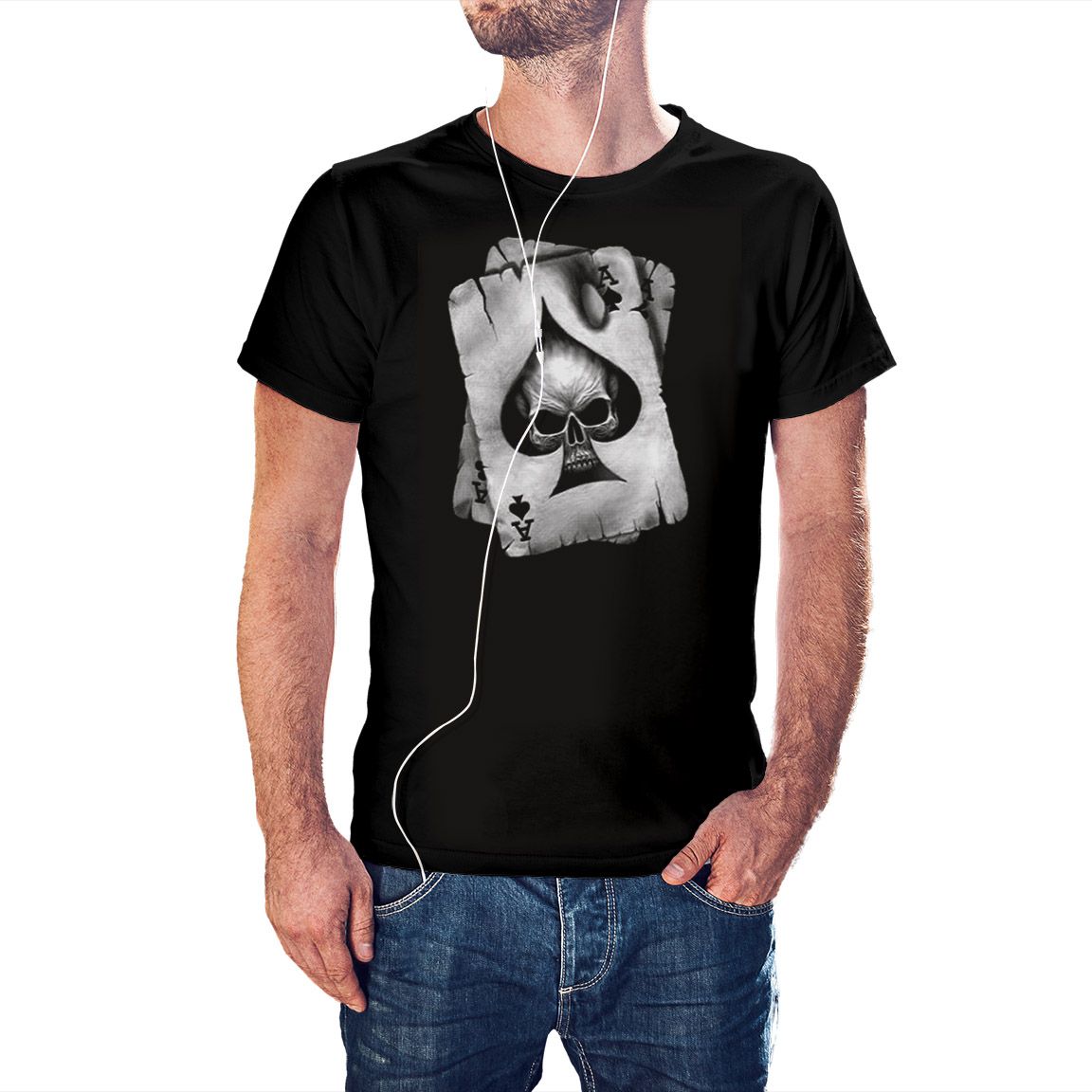 Camiseta Skull Poker Card color negro