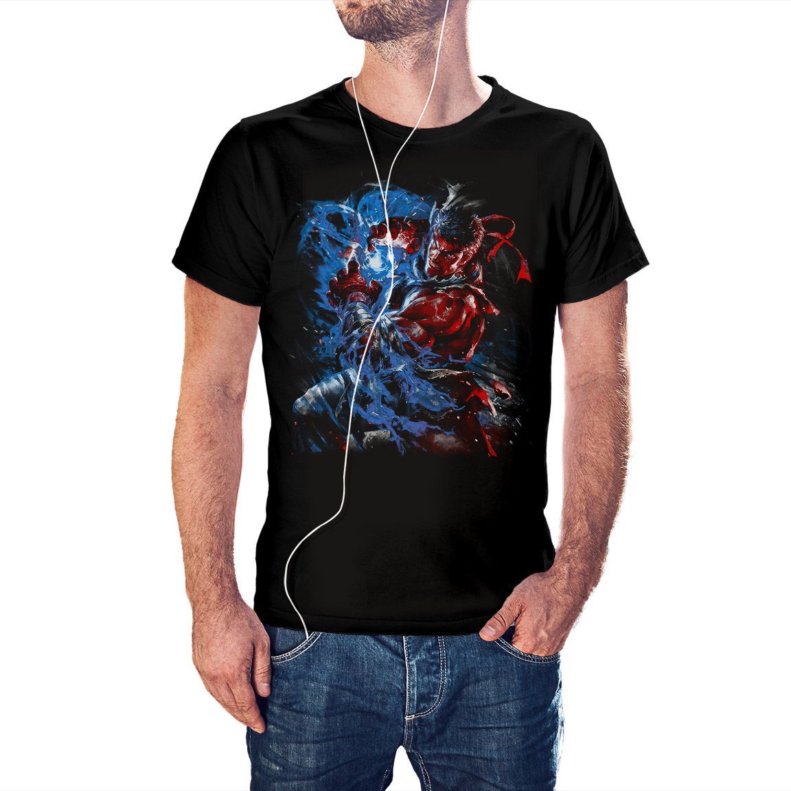 Camiseta Ryu Street Fighters color negro