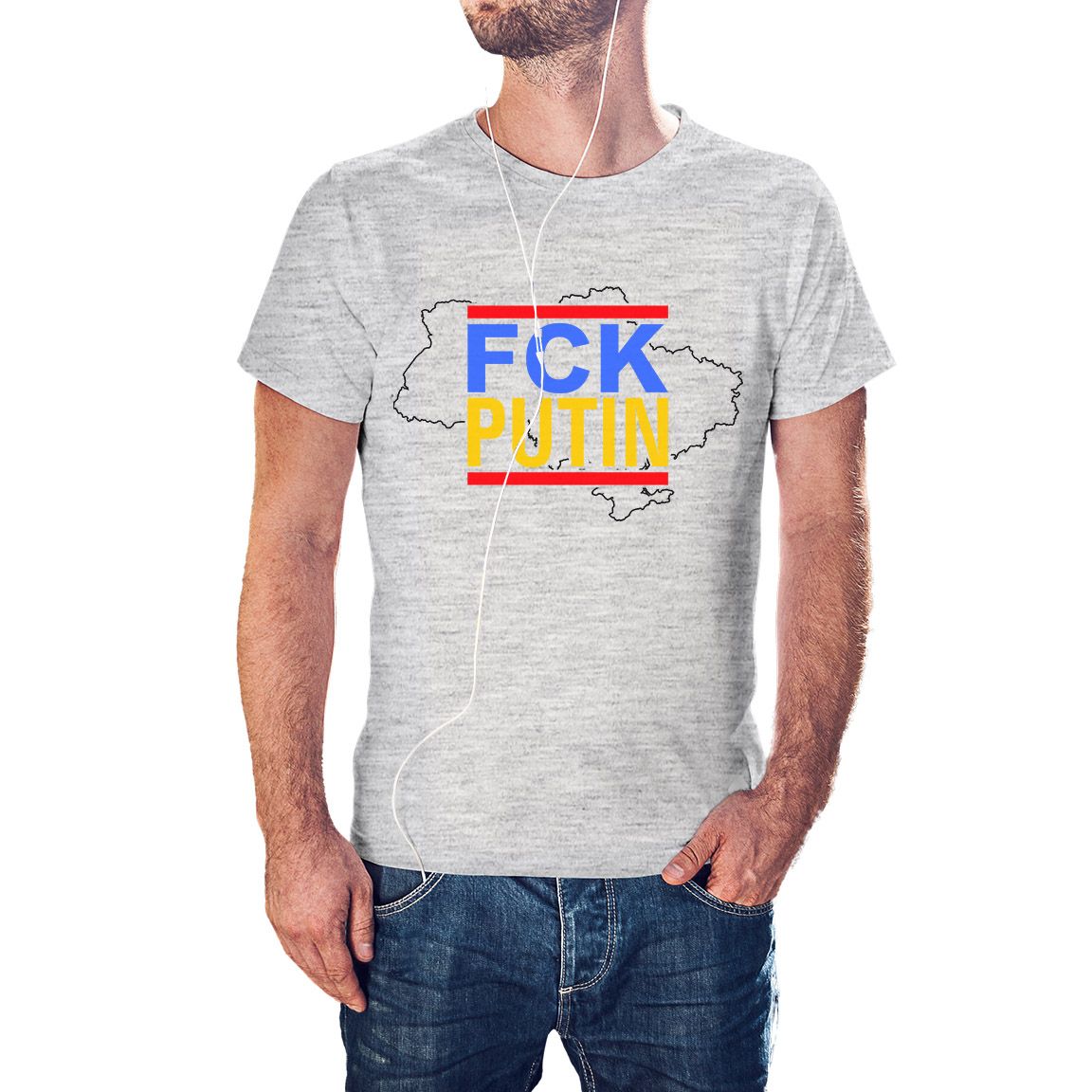 Camiseta FCK PUTIN color gris jaspeado Camiseta FCK PUTIN color gris jaspeado