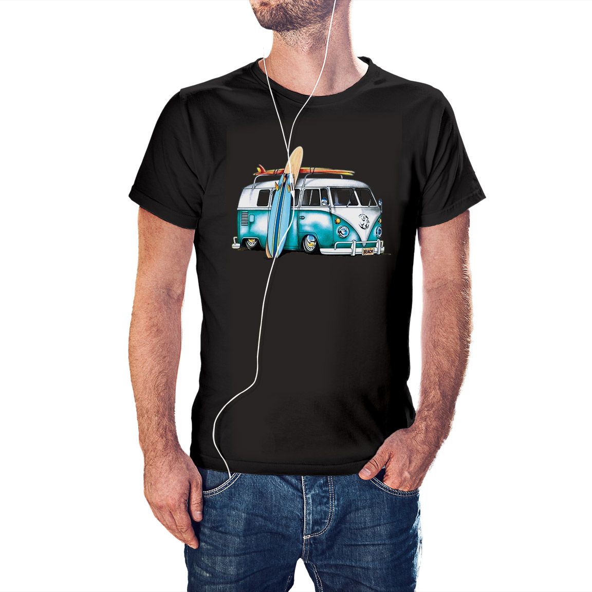 Camiseta Camper Beach Van color negro