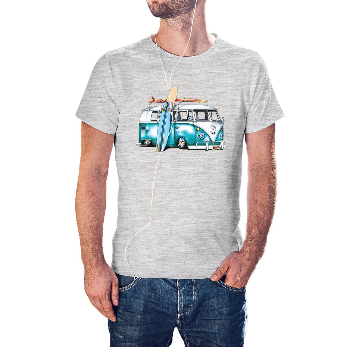 Camiseta Camper Beach Van color gris jaspeado