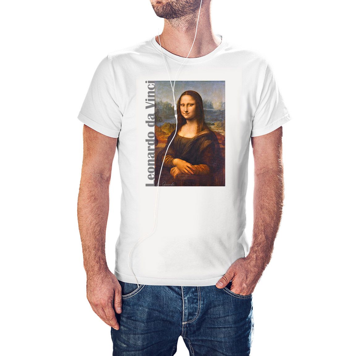 Camiseta La Gioconda de Leonardo Da Vinci color blanco