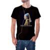 Camiseta La Joven de la Perla de Johannes Vermeer color negro