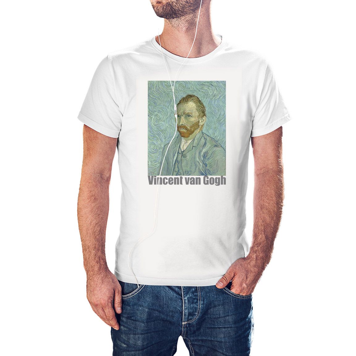 Camiseta Autorretrato de Van Gogh color blanco