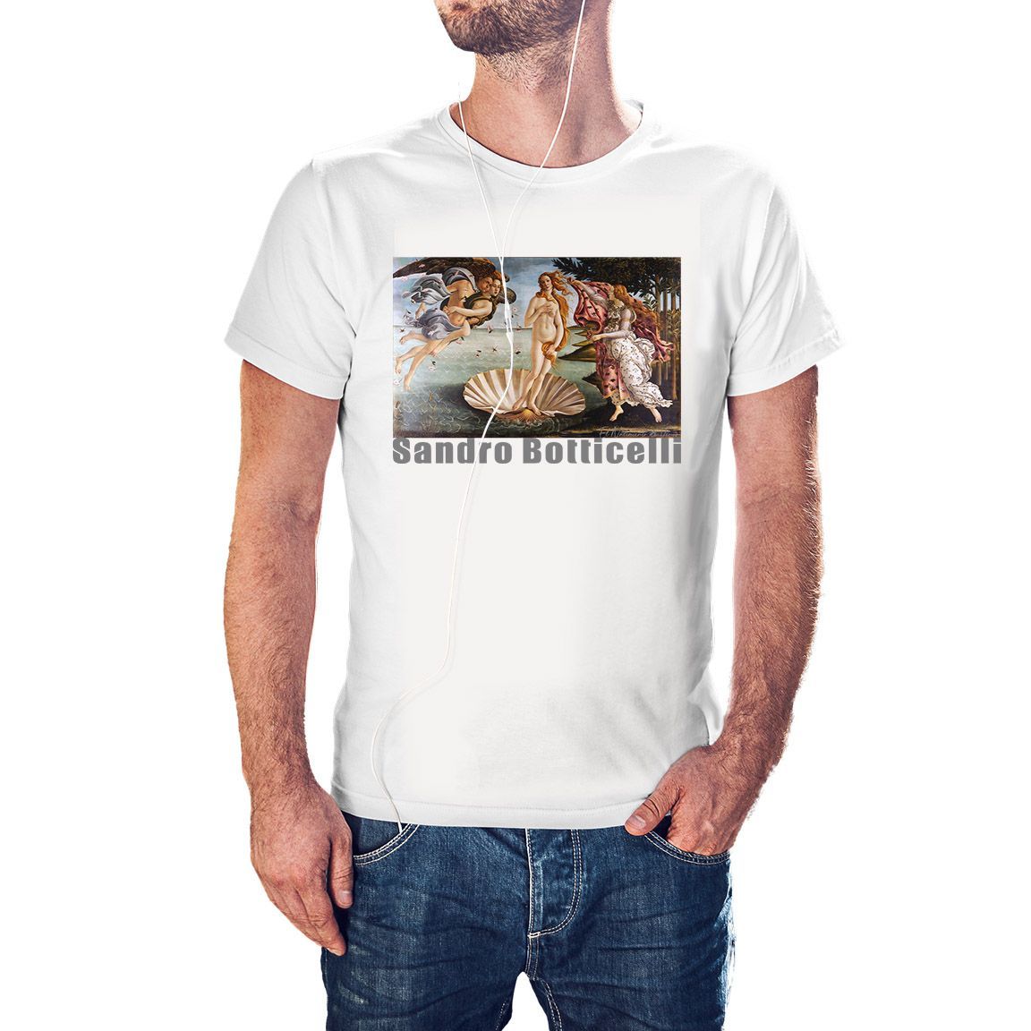 Camiseta Nacimiento de Venus de Boticelli color blanco